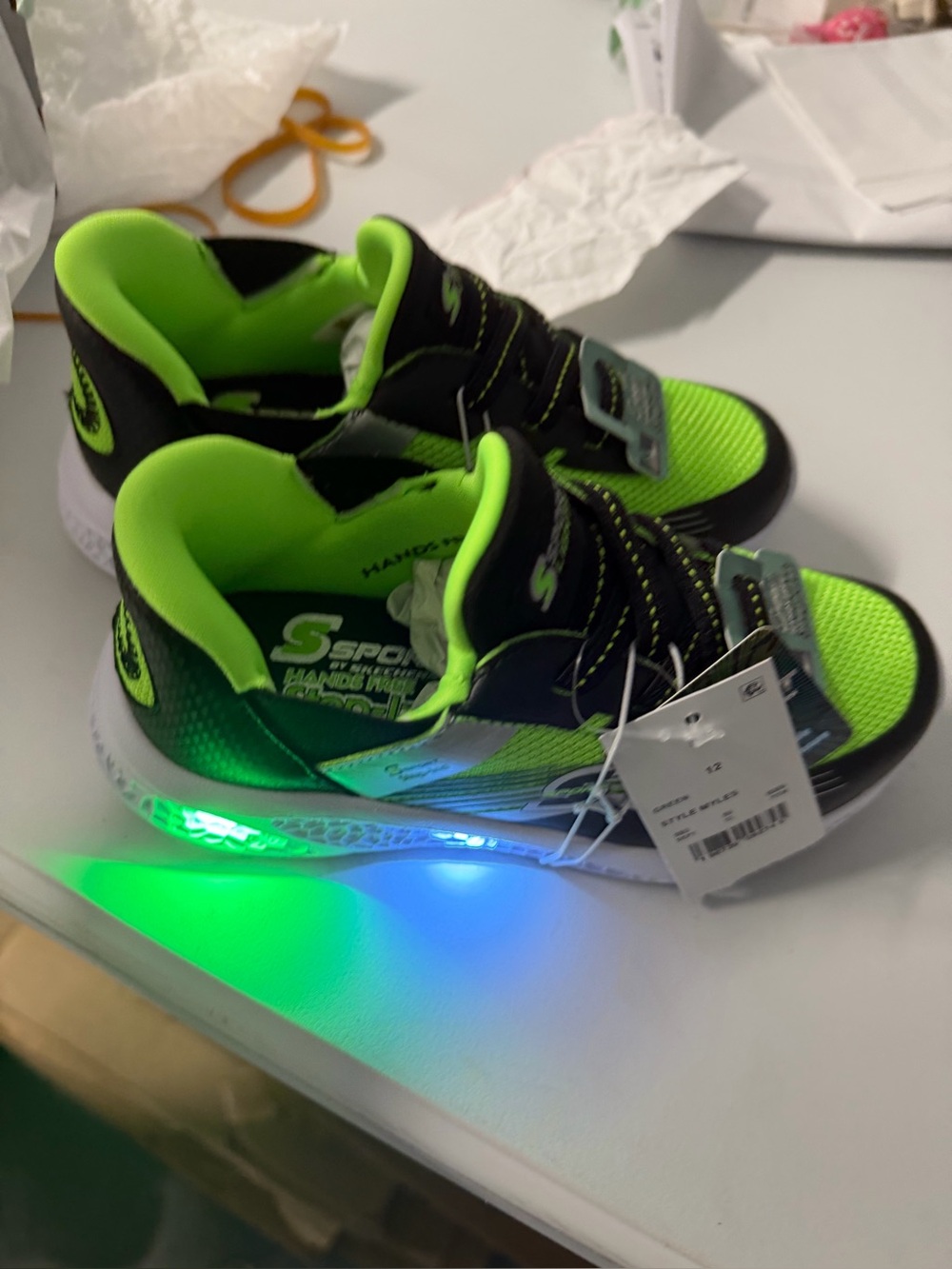 Kids' Light-Up Athletic Sneaker - Neon Green/Black by sketcher new